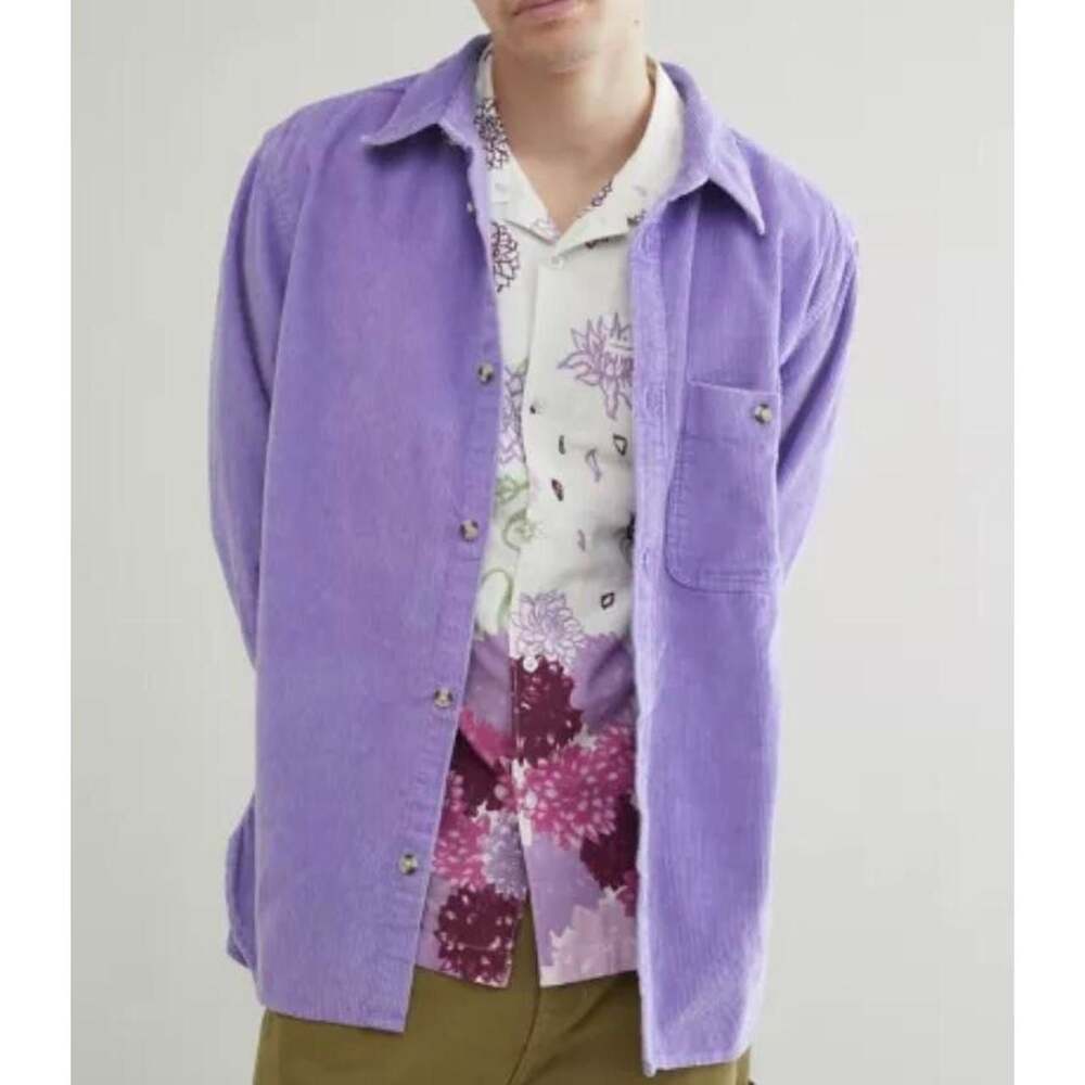 Urban Outfitters Big Corduroy Cotton Work Shirt Violet